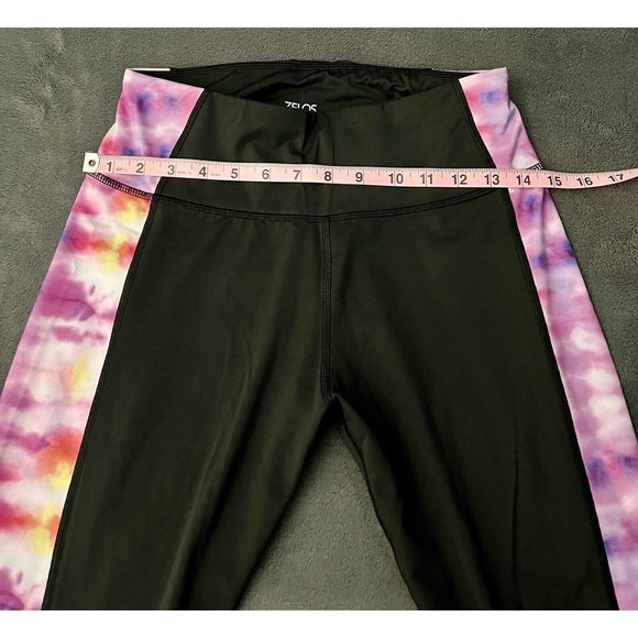 Zelos Yoga Pants Womens Medium Black Pink Tie Dye Pattern Lightly Worn - Picture 3 of 6